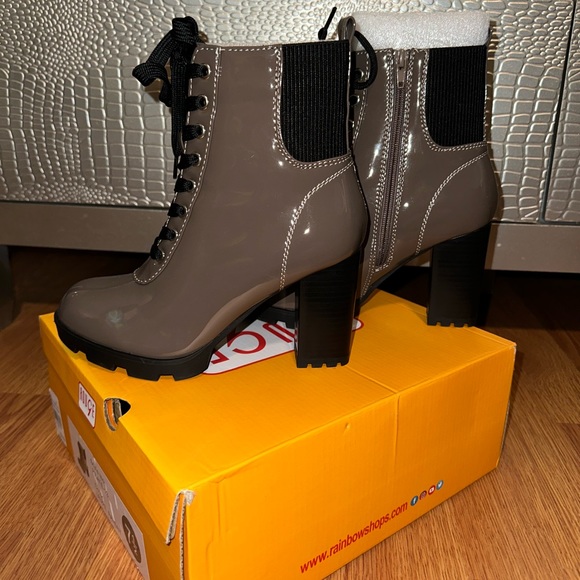 Taupe Tie Booties - Picture 2 of 7